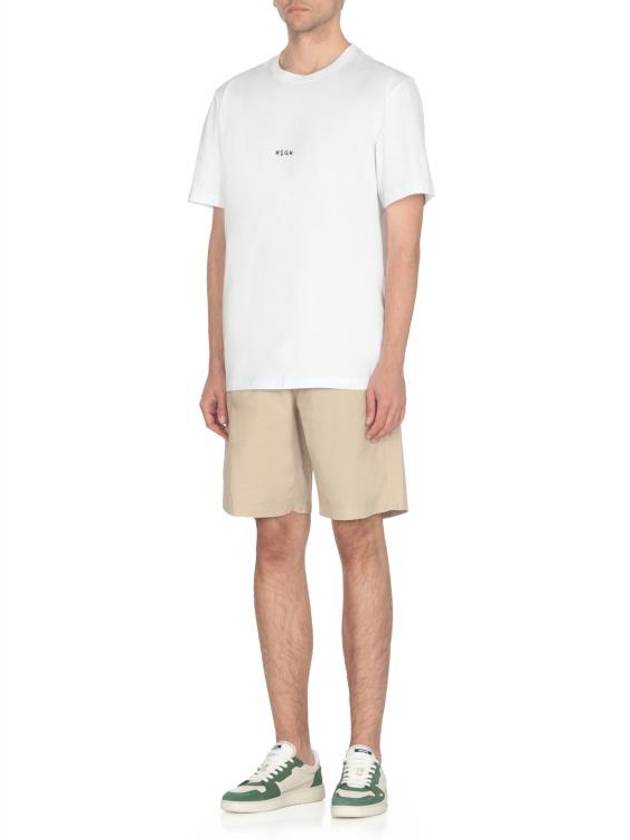 Micro Brushed Logo Print Short Sleeve T-Shirt White - MSGM - BALAAN 4