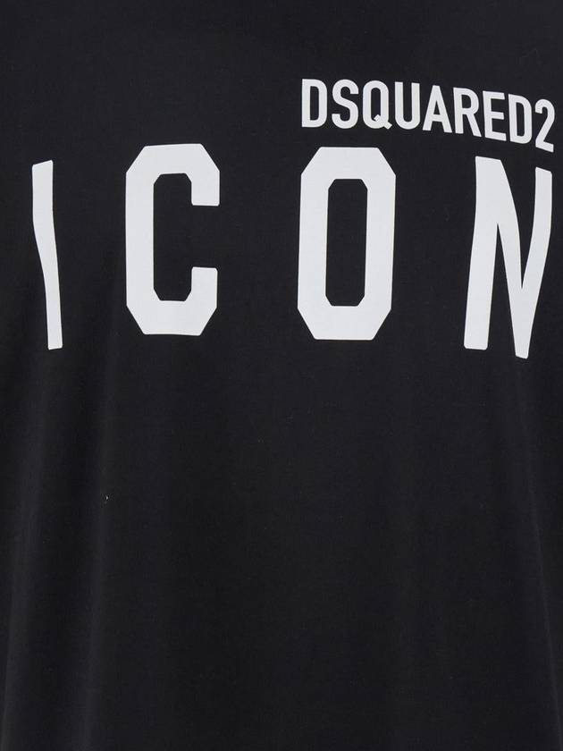 Black Crewneck T-Shirt With Maxi Logo Print On The Front In Cotton Man - DSQUARED2 - BALAAN 3