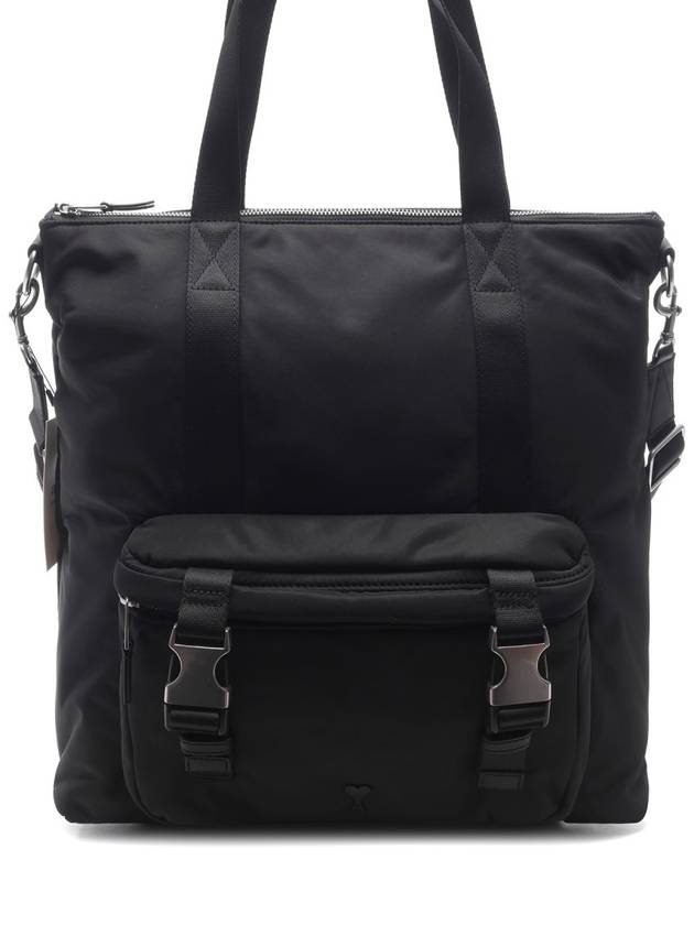 De Coeur Buckle Detail Nylon Tote Bag Black - AMI - BALAAN 3