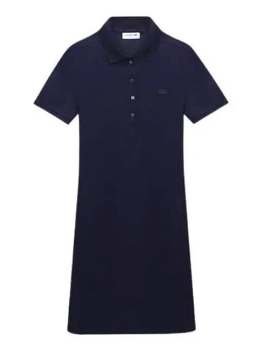 STRETCH COTTON PIQUE POLO DRESS - LACOSTE - BALAAN 1