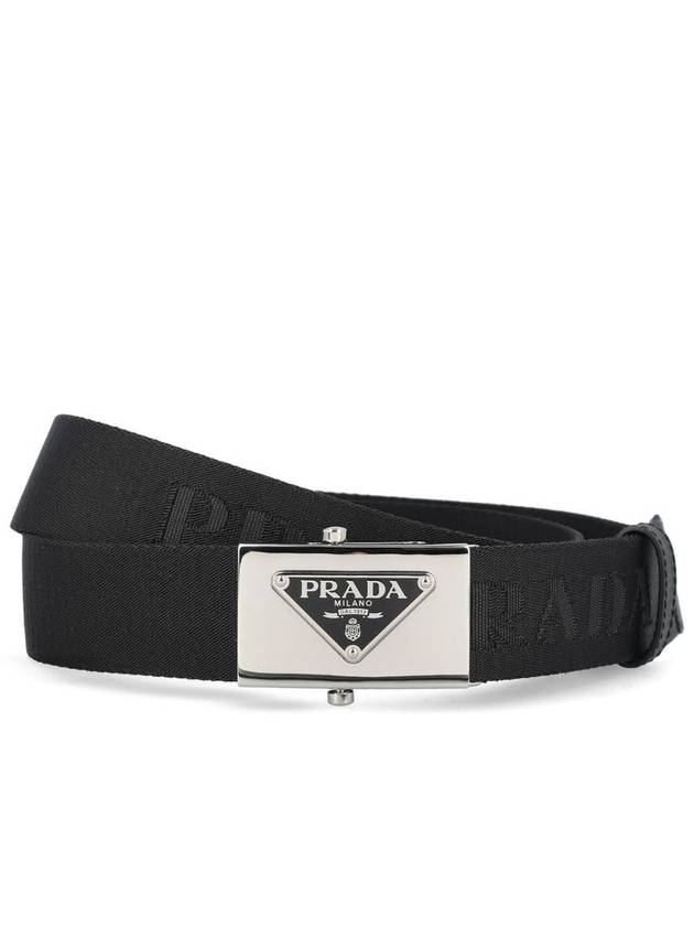 Triangle Logo Plaque Buckle Nylon Belt Black - PRADA - BALAAN 2