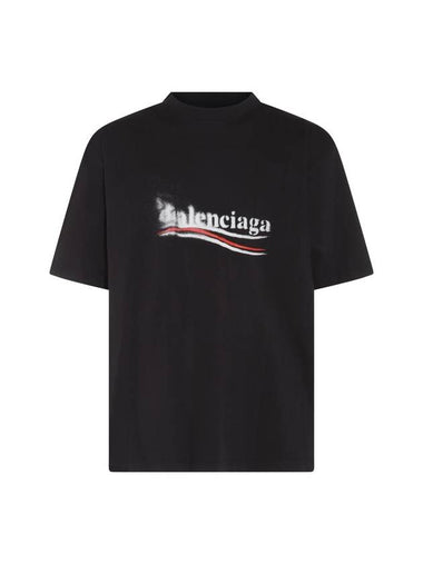 Political Stencil Medium Fit Short Sleeve T-Shirt Black - BALENCIAGA - BALAAN 1