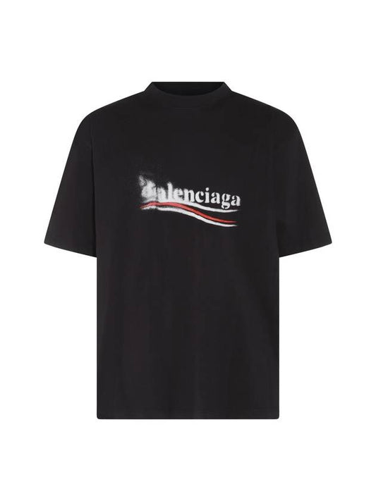 Political Stencil Medium Fit Short Sleeve T-Shirt Black - BALENCIAGA - BALAAN 1