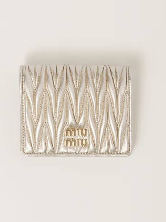 Matelasse Half Wallet Card Wallet Gold - MIU MIU - BALAAN 1