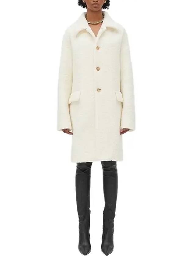 Single Wool Shearling Coat White - BOTTEGA VENETA - BALAAN 3