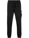 Wappen Patch Cotton Fleece Track Pants Black - STONE ISLAND - BALAAN 2