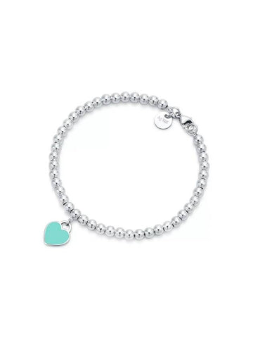 Heart Tag Bead Bracelet Blue Silver - TIFFANY & CO. - BALAAN 1