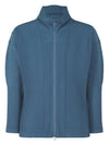 Pleats Zip-Up Jacket Blue - ISSEY MIYAKE - BALAAN 2