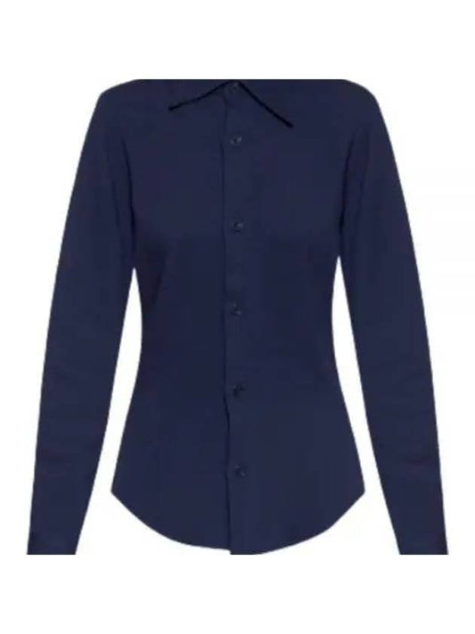 Slim Fit Long Sleeve Shirt Blue - AMI - BALAAN 1