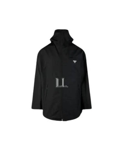 Technical Poplin Hooded Raincoat Black - PRADA - BALAAN 2