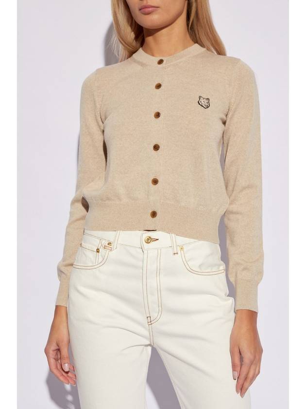 Maison Kitsuné Cardigan With Logo, Women's, Beige - MAISON KITSUNE - BALAAN 3