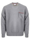 Men's Three-Stripe Tab Pocket Loopback Crew Neck Sweatshirt Light Grey - THOM BROWNE - BALAAN 1