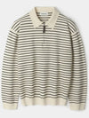 Striped collar half zip up knit Ivory - INDUST - BALAAN 3