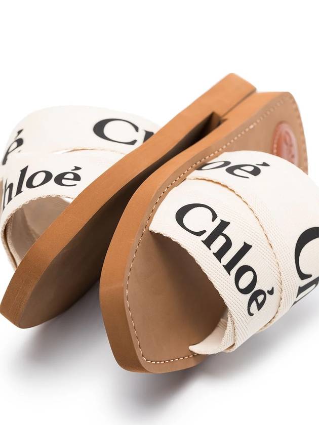 Woody Logo Flat Mule Slippers White - CHLOE - BALAAN 3