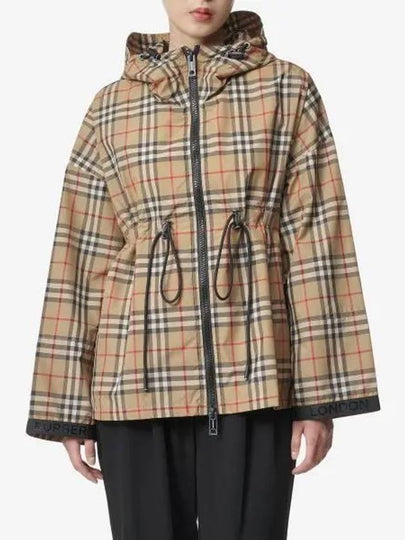 Logo Tape Vintage Check Hooded Jacket Archive Beige - BURBERRY - BALAAN 2