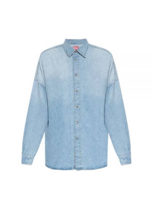 D Cama Logo Patch Denim Long Sleeve Shirt Light Blue - DIESEL - BALAAN 2