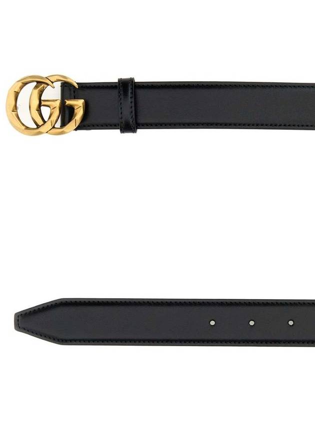 GG Marmont Leather Belt Black - GUCCI - BALAAN 5