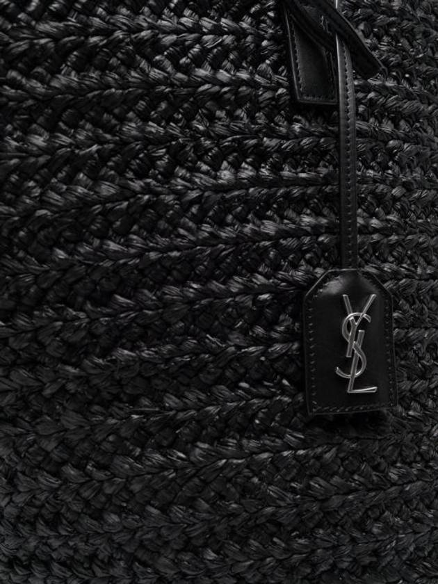 Raffia Pannier Tote Bag Black - SAINT LAURENT - BALAAN 6