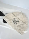 CC Logo Cashmere Beanie Cloche Winter Hat White Cream Ivory AAA201 - CHANEL - BALAAN 2