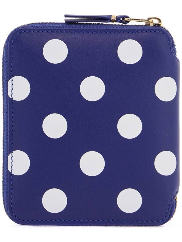 blue leather wallet with polka dots and zip - COMME DES GARCONS WALLET - BALAAN 3