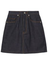 Contrast raw denim mini skirt INDIGO - WEST GRAND BOULEVARD - BALAAN 2