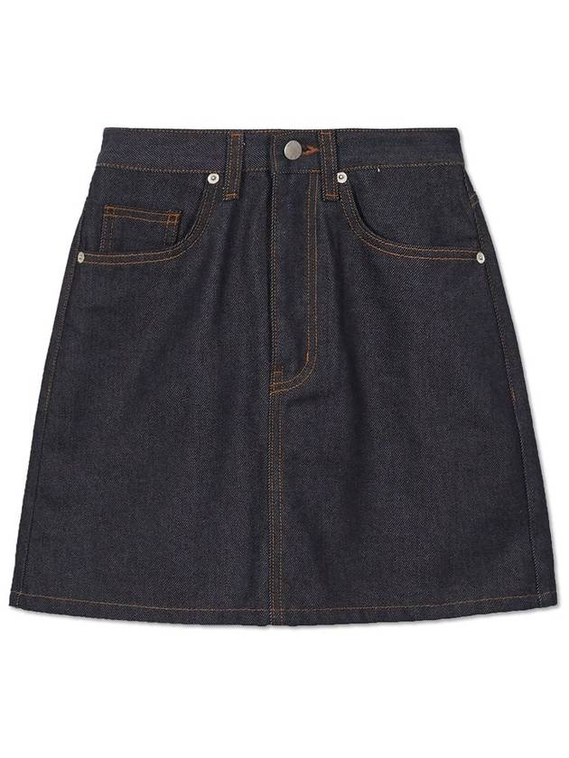 Contrast raw denim mini skirt INDIGO - WEST GRAND BOULEVARD - BALAAN 2