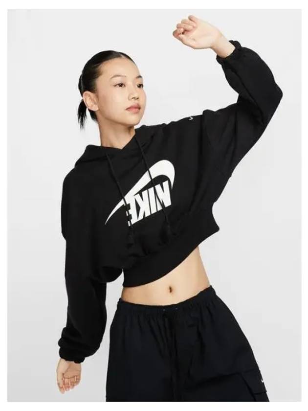 Sportswear Oversized Fleece Clop Pullover Hoodie Black - NIKE - BALAAN 2