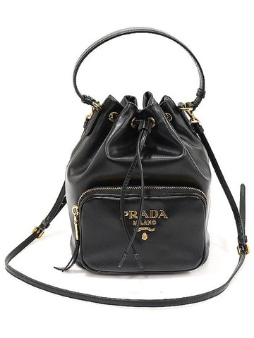 1BH038 Black Vitello Light Calfskin Duet Bucket Bag 2WAY - PRADA - BALAAN 1