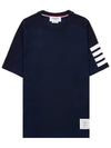 4-Bar Striped Cotton Short Sleeve T-Shirt Navy - THOM BROWNE - BALAAN 11