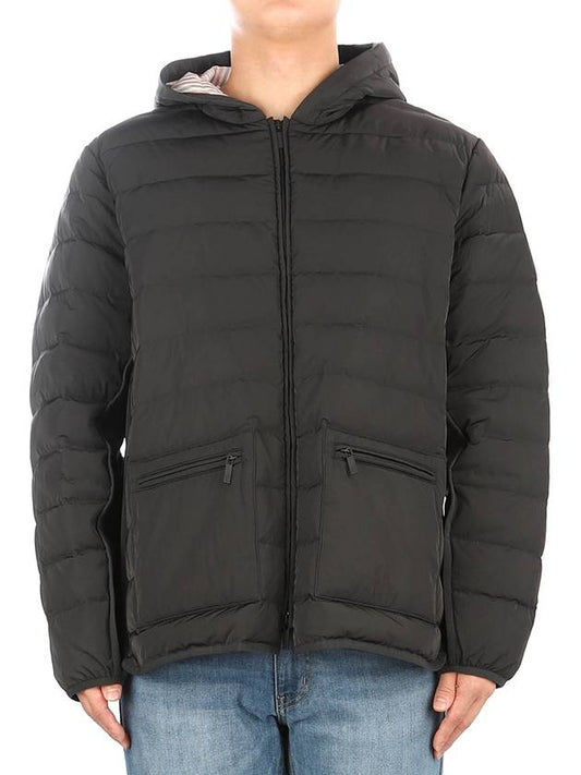 Poly Twill Rib 4-Bar Down Hoodie Jacket Charcoal - THOM BROWNE - BALAAN 2