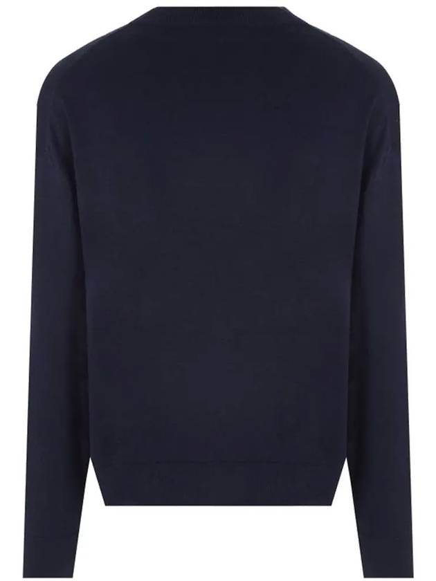 Men's Dressed Fox Patch Relaxed Knit Top Navy - MAISON KITSUNE - BALAAN 4