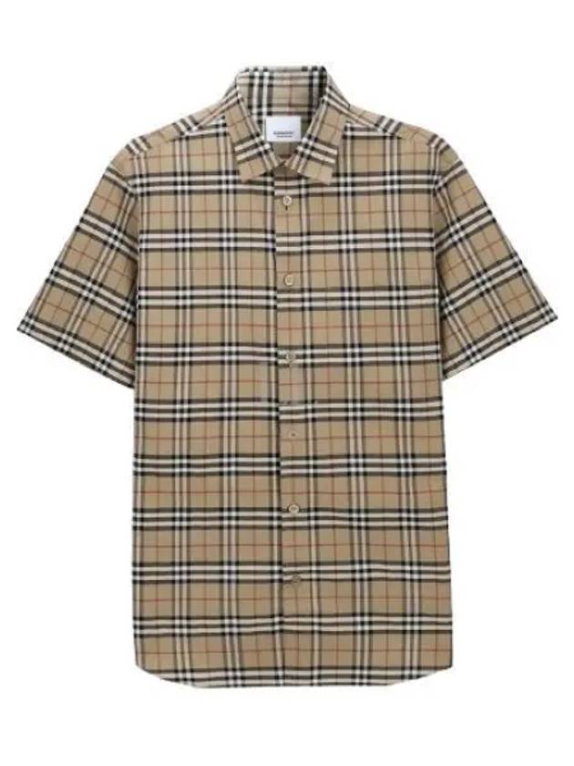 Small Scale Check Stretch Short Sleeve Shirt Archive Beige - BURBERRY - BALAAN 2