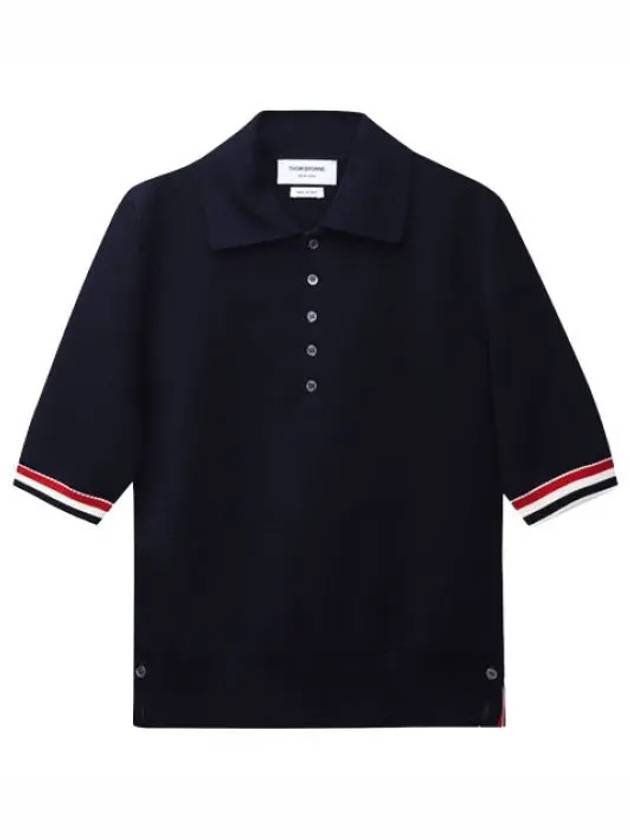 RWB trimming Milanese stitch short sleeve collar for men - THOM BROWNE - BALAAN 1