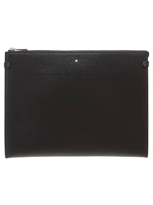 Top Zip Leather Clutch Bag Black - MONTBLANC - BALAAN 2
