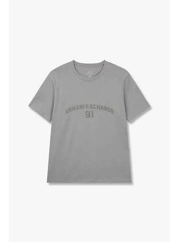 Men s 91 logo embroidered cotton t shirt gray - ARMANI EXCHANGE - BALAAN 1