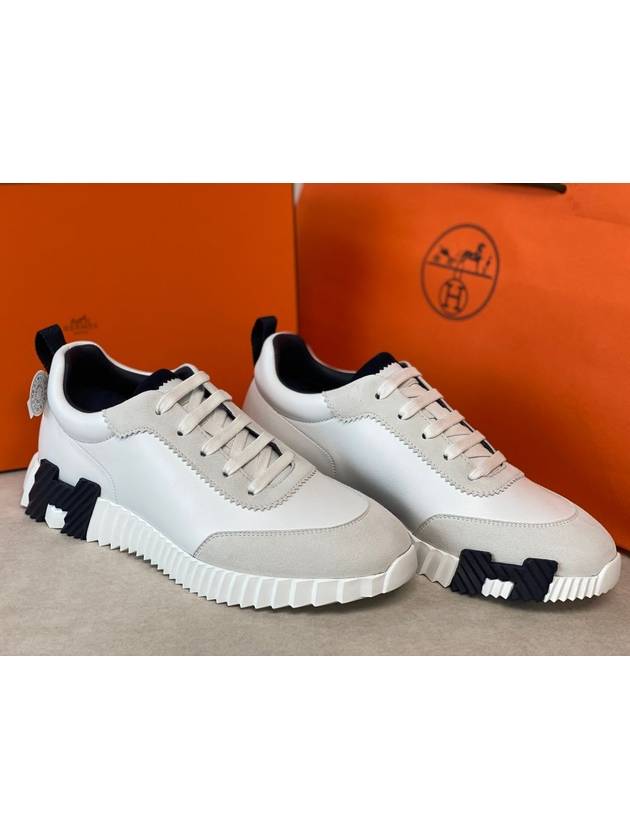 Bouncing Sneakers Calfskin Suede Goatskin Blanc - HERMES - BALAAN 3