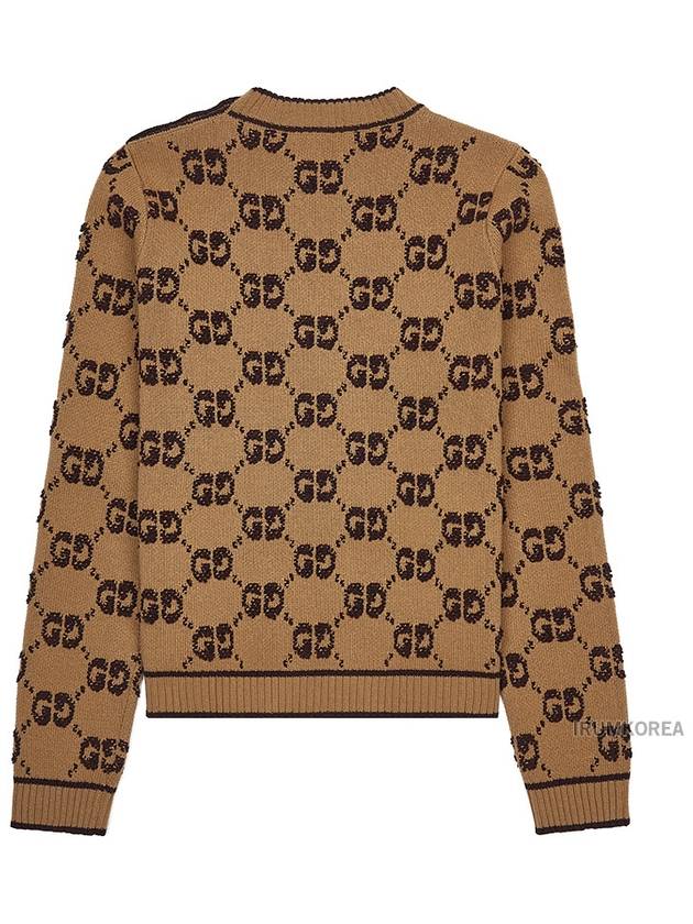 GG Bouclé Jacquard Crew Neck Wool Knit Top Camel - GUCCI - BALAAN 3