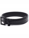 Monogram Crocodile Embossed Leather Belt Black - SAINT LAURENT - BALAAN 4