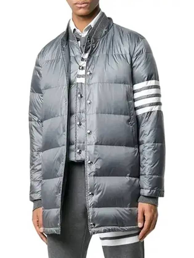 Men's 4 Bar Button Down Hooded Padding Grey - THOM BROWNE - BALAAN 3