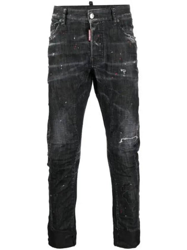 Painting Bullet Washing This Detail Tide Biker Jeans Black - DSQUARED2 - BALAAN 1