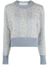 Jacquard Lettering Motif Cropped Knit Top Light Blue - GOLDEN GOOSE - BALAAN 1