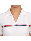 Three Stripes High Twist Rib Polo Shirt White - THOM BROWNE - BALAAN 7