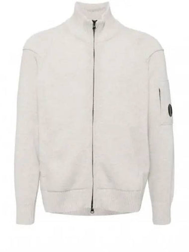 Lambswool GRS Zipped Cardigan Grey - CP COMPANY - BALAAN 1