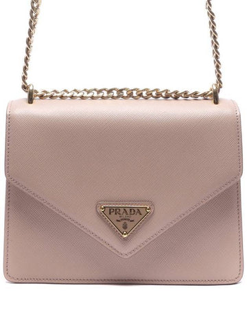 Saffiano Leather Envelope Chain Shoulder Bag Pink - PRADA - BALAAN 1