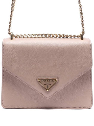 Saffiano Leather Envelope Chain Shoulder Bag Pink - PRADA - BALAAN 1