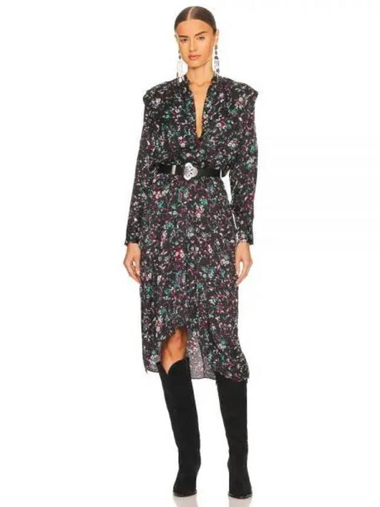 OKLEYA RO2025 22A037E 01BK Okleya floral midi dress - ISABEL MARANT - BALAAN 1