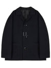 Curved Shoulder Button Jacket Black - LEMAIRE - BALAAN 2