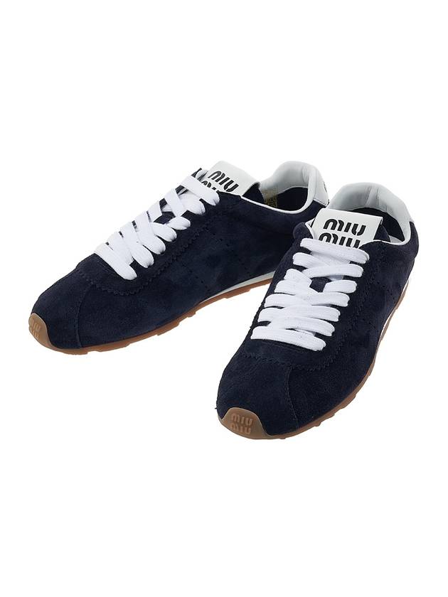 Plum Suede Low Top Sneakers Navy - MIU MIU - BALAAN 1