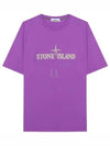 Stitches Two Embroidery Short Sleeve T-Shirt Purple - STONE ISLAND - BALAAN 2