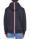 Center Back Stripe Cotton Zip Up Hoodie Navy - THOM BROWNE - BALAAN 4